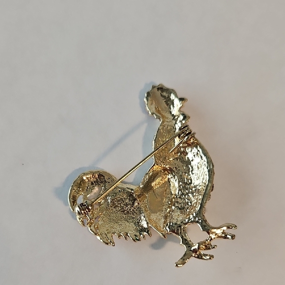 Colorful Enamel & Rhinestone Rooster Brooch - Picture 3 of 4